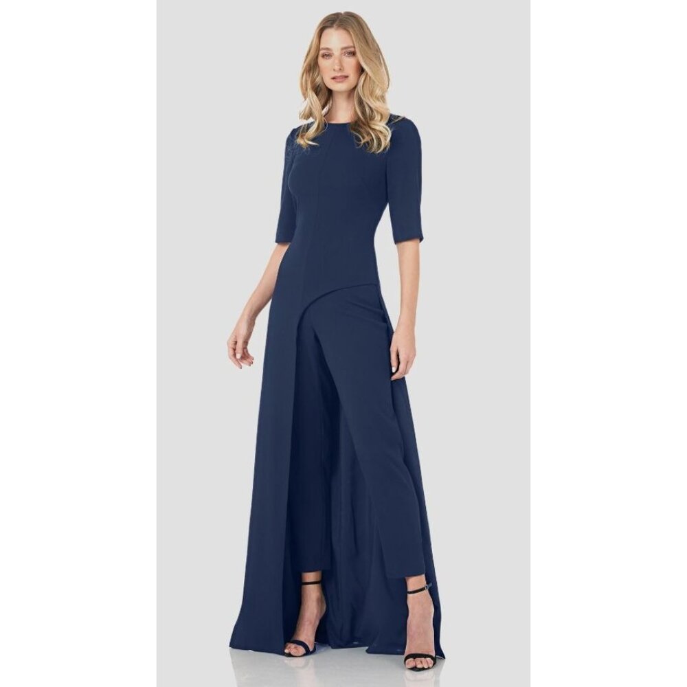Kay Unger Navy Convertible Jumpsuit with Overlay